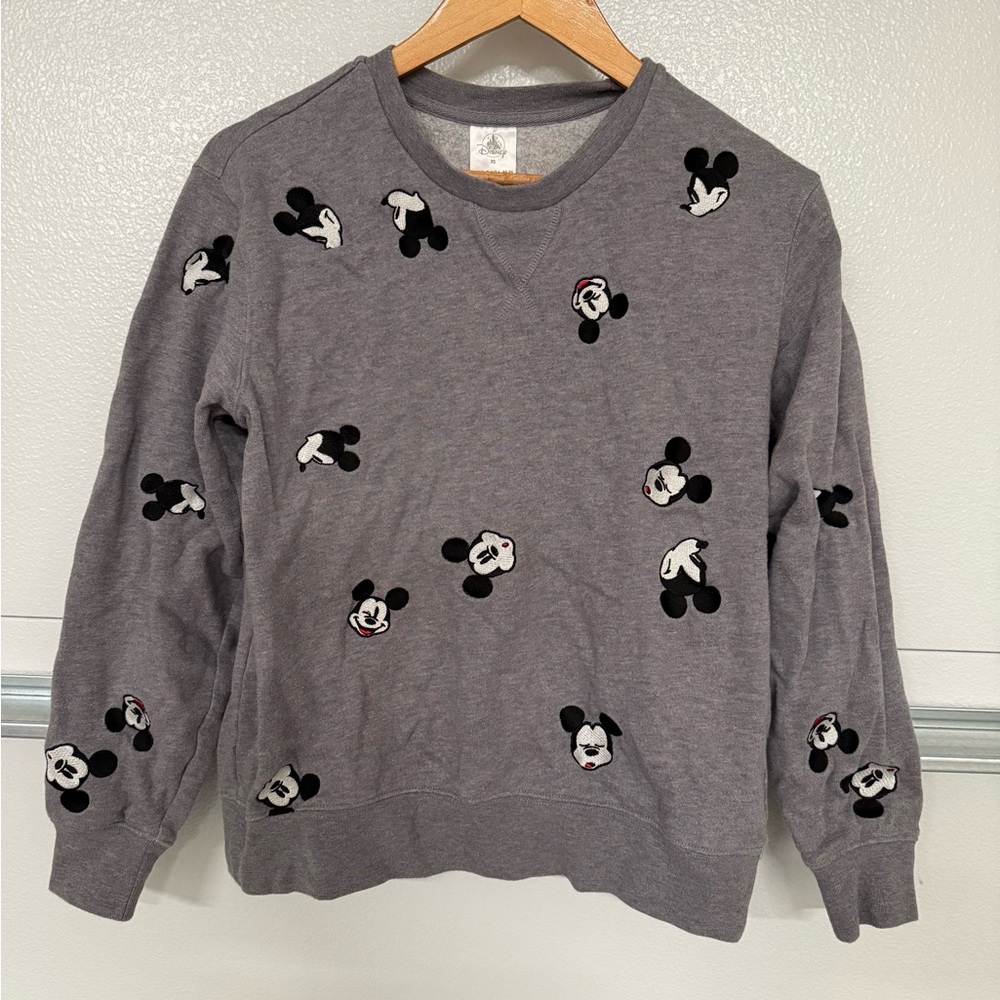 Disney Gray Crewneck Sweater with Mickey Mouse Design